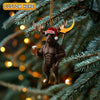 Maxcorners Deer Hunter Muscle Santa Hat Beer Mug Personalized Name Christmas Ornament
