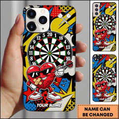 Maxcorners Darts Cool Heart Character Comic Style Personalized Name Phone Case