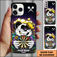 Maxcorners Darts Panda King Crown Cartoon Style Personalized Name Phone Case