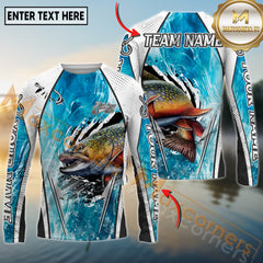 Maxcorners Freshwater Fishing Dynamic Water Splash Design Personalized Name, Team Name 3D Long Sleeve Shirt