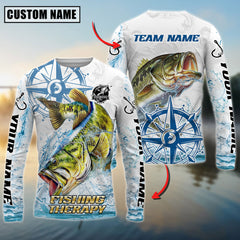 Maxcorners Freshwater Fishing Compass Navigation Style Personalized Name, Team Name 3D Long Sleeve Shirt