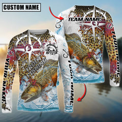 Maxcorners Freshwater Fishing Scale Pattern Splash Art Personalized Name, Team Name 3D Long Sleeve Shirt