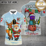 Maxcorners Santa Reindeer Snowman Bowling Beer Personalized Name, Team Name 3D Shirt