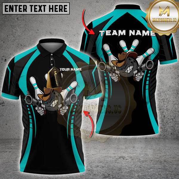 Maxcorners Bowling Wild West Gunslinger Multicolor Customized Name, Team Name 3D Shirt
