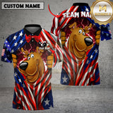 Maxcorners Bowling Shirt American Flag Red Bowling Ball Lightning Personalized Name, Team Name 3D Shirt For Brittany