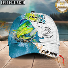 Maxcorners MahiMahi Hunter Fishing Graphic Splash Effect Personalized Name 3D Cap