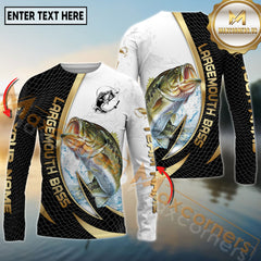 Maxcorners Freshwater Fishing Gold Black Dynamic Jump Personalized Name, Team Name 3D Long Sleeve Shirt