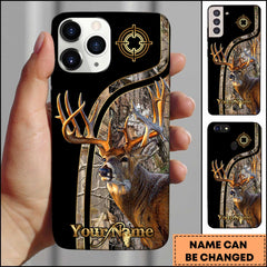 Maxcorners Deer Hunting Black Target Design Personalized Name Phone Case - Grass Brown