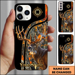 Maxcorners Deer Hunting Black Target Design Personalized Name Phone Case - Orange