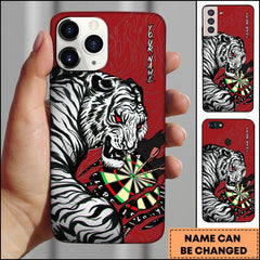 Maxcorners Darts White Tiger Fierce Art Personalized Name Phone Case