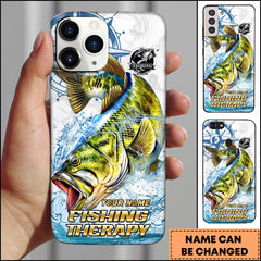 Maxcorners Large Mouth Bass Fishing Therapy Water Splash Art Personalized Name Phone Case