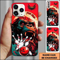 Maxcorners Gorilla Bowling Savage Strike Art Personalized Name Phone Case