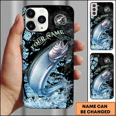 Maxcorners Fishing Jumping Chinook Splash Art Personalized Name Phone Case