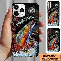 Maxcorners Fishing Jumping Trout Splash Art Personalized Name Phone Case