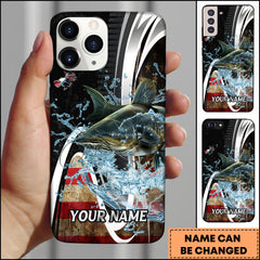 Maxcorners Catfish Fishing American Flag Splash Art Personalized Name Phone Case TU1601