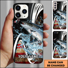 Maxcorners Chinook Fishing American Flag Splash Art Personalized Name Phone Case TU1601