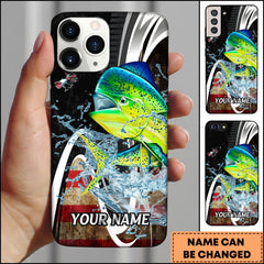 Maxcorners Mahi-Mahi Fishing American Flag Splash Art Personalized Name Phone Case TU1601
