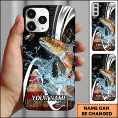 Maxcorners Redfish Fishing American Flag Splash Art Personalized Name Phone Case TU1601