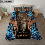 Maxcorners Blue Camo Deer Hunter Nature Personalized Name Bedding Set 3D All Over Printed