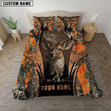 Maxcorners Orange Camo Deer Hunter Nature Personalized Name Bedding Set 3D All Over Printed