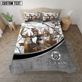 Maxcorners Deer Forest Hunting Scene White Personalized Name Bedding Set 3D All Over Printed