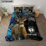 Maxcorners Deer Hunting Forest Blue Personalized Name Bedding Set 3D All Over Printed