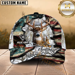 Maxcorners Patriotic Deer Hunting Camo Multicolor Options Personalized Name 3D Cap
