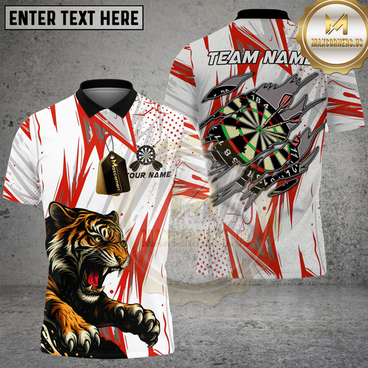 Maxcorners Darts Fierce Tiger Speed Burst Brush Multicolor Options Personalized Name, Team Name 3D Shirt (4 Colors)