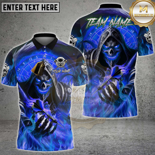 Maxcorners Grim Reaper Darts Board Fire Glow Multicolor Options Personalized Name, Team Name 3D Shirt (4 Colors)