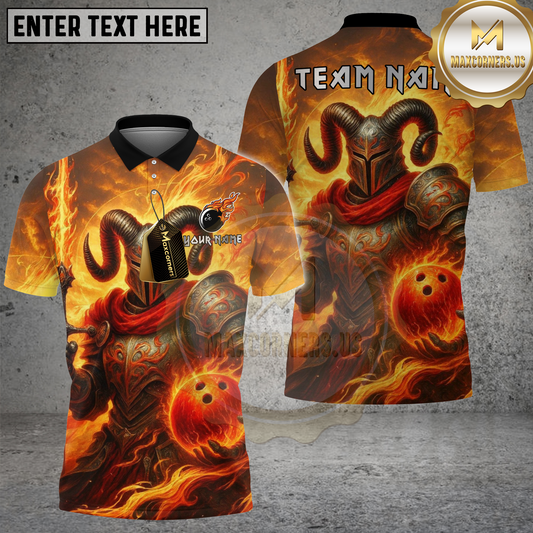 Maxcorners Bowling Fire Demon Ram Warrior Multicolor Options Personalized Name, Team Name 3D Shirt (4 Colors)