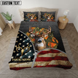 Maxcorners Patriotic Deer Hunter Orange American Flag Bedding Set 3D All Over Printed