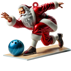 Maxcorners Santa Bowling, Personalize Bowling Ornament, Christmas Gift For Bowling Lovers