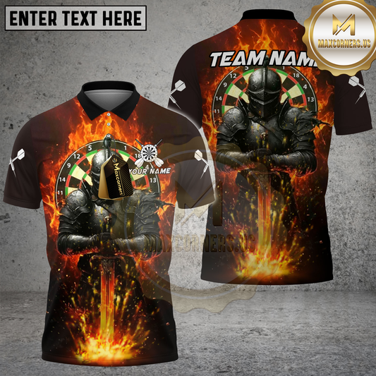 Maxcorners Darts Knight Armor Fire Multicolor Options Personalized Name, Team Name 3D Shirt (4 Colors)