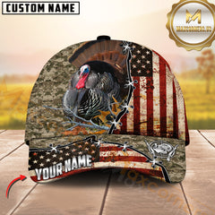 Maxcorners Deer Hunting American Flag Stitched Design Multicolor Options Personalized Name 3D Cap (Deer/Moose/Turkey/Boar)