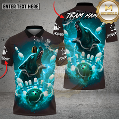 Maxcorners Bowling Fire Wolf Inferno Power Multi Options Personalized Name, Team Name Unisex 3D Shirt (4 Colors)