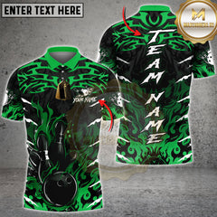 Maxcorners Bowling Dark Flame Bowling Strike Style Multi Options Personalized Name, Team Name Unisex 3D Shirt (4 Colors)