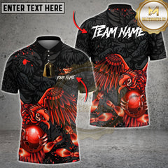 Maxcorners Bowling Golden Eagle Strike Art Multi Options Personalized Name, Team Name Unisex 3D Shirt (4 Colors)