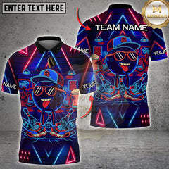 Maxcorners Bowling Cyber Neon Bowling Graffiti Style Multi Options Personalized Name, Team Name Unisex 3D Shirt (4 Colors)