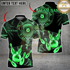 Maxcorners Bowling Royal Gold Mandala Crown Multi Options Personalized Name, Team Name Unisex 3D Shirt (4 Colors)