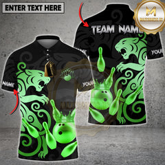 Maxcorners Bowling Black Gold Lion Crown Multi Options Personalized Name, Team Name Unisex 3D Shirt (4 Colors)