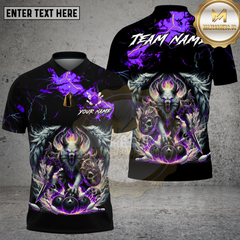 Maxcorners Bowling Hell Wolf Fire Strike Fantasy Style Multi Options Personalized Name, Team Name Unisex 3D Shirt (4 Colors)