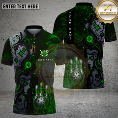 Maxcorners Bowling Dark Gothic Red Flame Pin & Ball Multi Options Personalized Name, Team Name Unisex 3D Shirt (4 Colors)