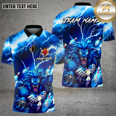 Maxcorners Bowling Thunder Blue Wolf Beast Multi Options Personalized Name, Team Name Unisex 3D Shirt (4 Colors)