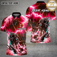 Maxcorners Bowling Thunder Lightning Blue Lion Beast Multi Options Personalized Name, Team Name Unisex 3D Shirt (4 Colors)