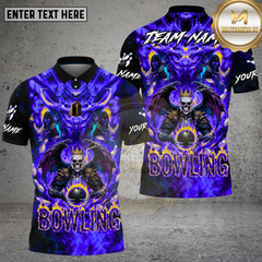 Maxcorners Bowling Hellfire Skull King Demon Art Multi Options Personalized Name, Team Name Unisex 3D Shirt (4 Colors)
