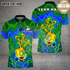 Maxcorners Bowling Neon Bee Psychedelic Art Multi Options Personalized Name, Team Name Unisex 3D Shirt (4 Colors)