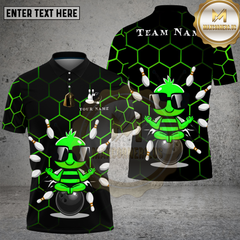 Maxcorners Bowling Zen Bee Meditation Style Multi Options Personalized Name, Team Name Unisex 3D Shirt (4 Colors)