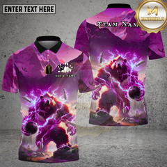Maxcorners Bowling Thunder Bear Lightning Power Multi Options Personalized Name, Team Name Unisex 3D Shirt (4 Colors)