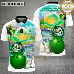 Maxcorners Bowling Tropical Monkey Sunset Multi Options Personalized Name, Team Name Unisex 3D Shirt (4 Colors)