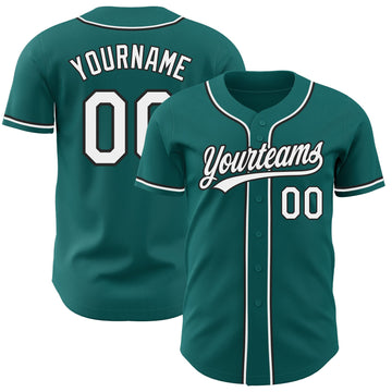 Maxcorners Custom Teal White-Black Authentic Baseball Jersey LM2605